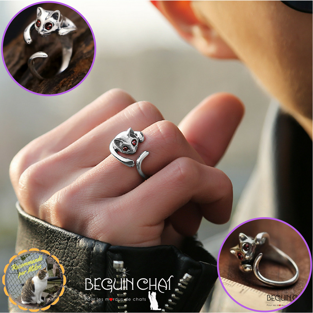 Bague chat Argent Massif 925