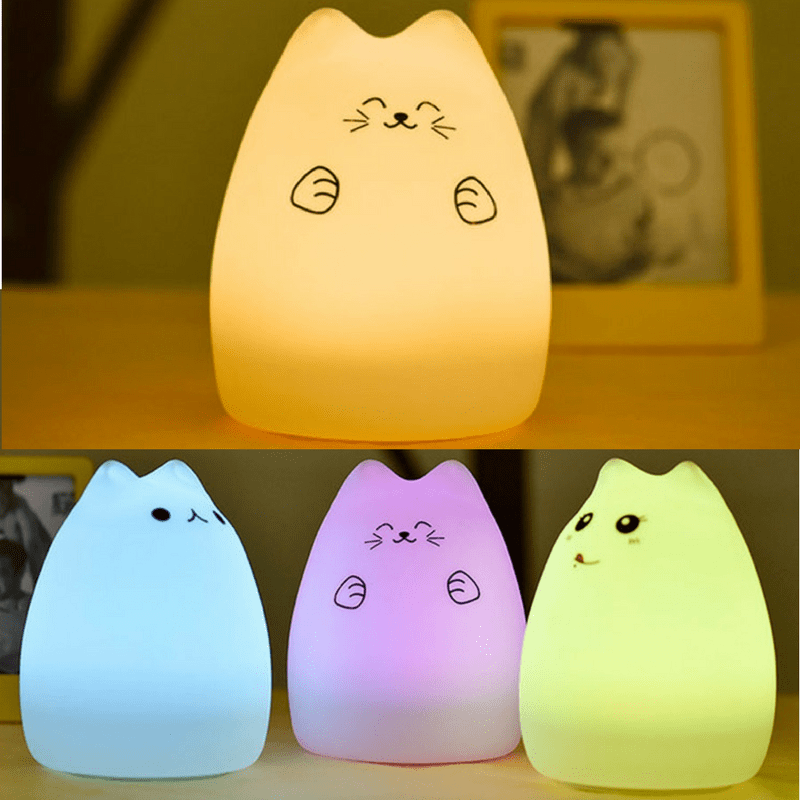 Lampe Veilleuse chat LED color