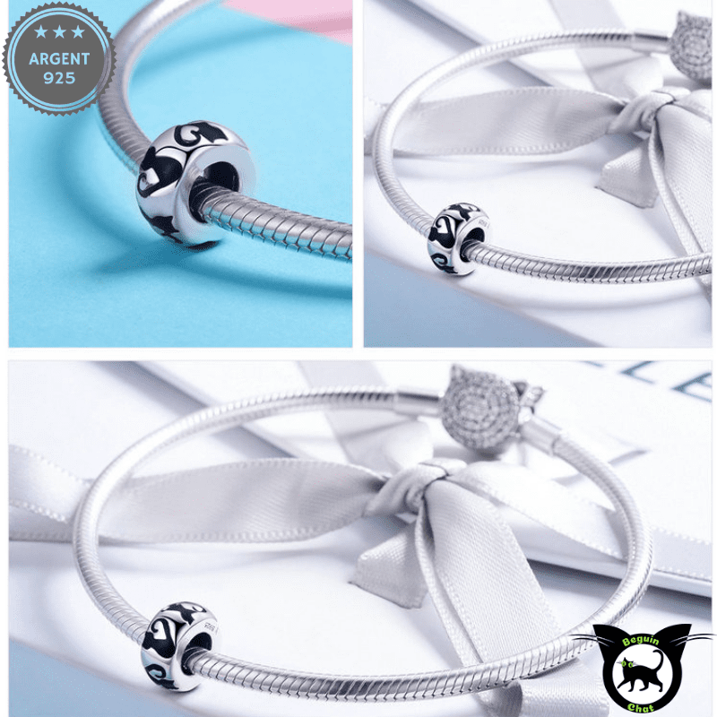 Charm "chat roue" Argent Massif 925